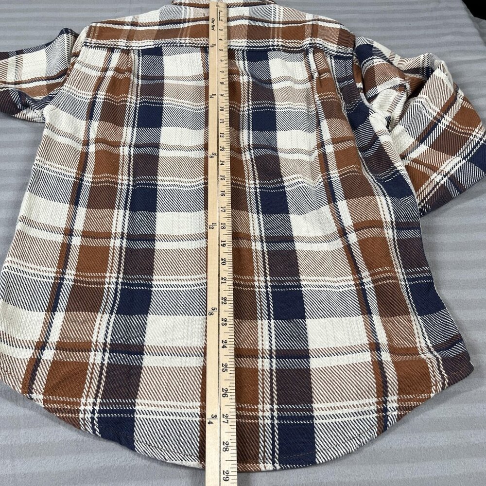 Outerknown Blanket Shirt Mens Medium Brown Blue Plaid Organic Cotton Flannel - Picture 8 of 9